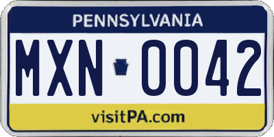 PA license plate MXN0042