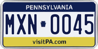 PA license plate MXN0045