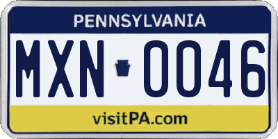PA license plate MXN0046