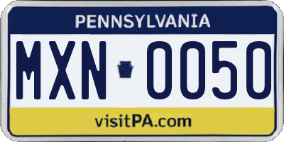 PA license plate MXN0050