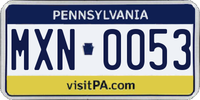 PA license plate MXN0053