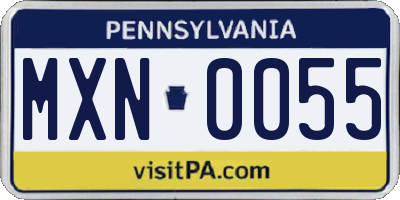 PA license plate MXN0055
