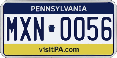 PA license plate MXN0056