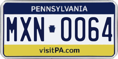 PA license plate MXN0064