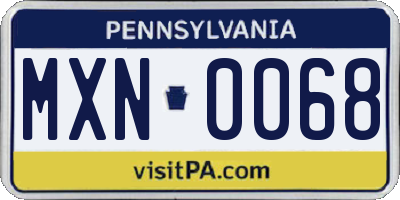 PA license plate MXN0068