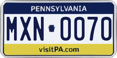 PA license plate MXN0070