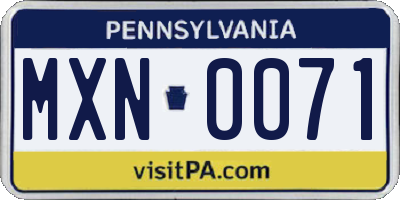 PA license plate MXN0071