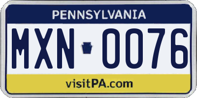 PA license plate MXN0076