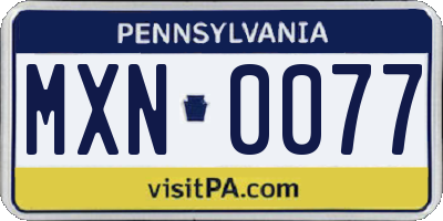 PA license plate MXN0077