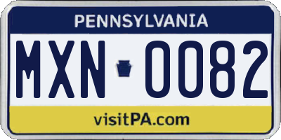 PA license plate MXN0082