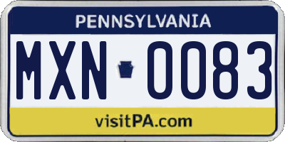 PA license plate MXN0083