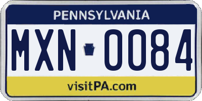 PA license plate MXN0084