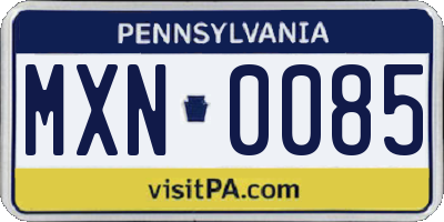 PA license plate MXN0085