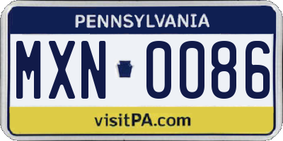 PA license plate MXN0086