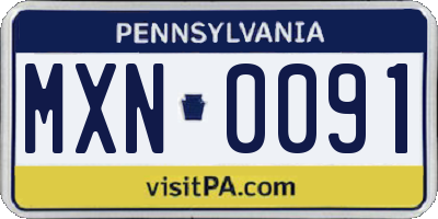 PA license plate MXN0091