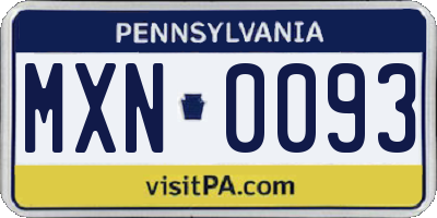 PA license plate MXN0093