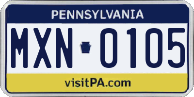 PA license plate MXN0105