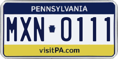 PA license plate MXN0111