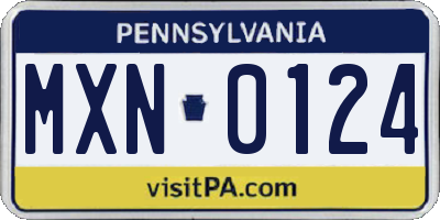 PA license plate MXN0124