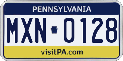 PA license plate MXN0128