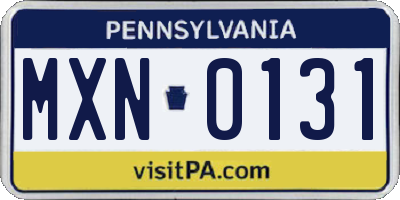 PA license plate MXN0131