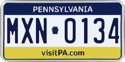 PA license plate MXN0134