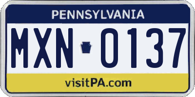 PA license plate MXN0137