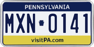 PA license plate MXN0141