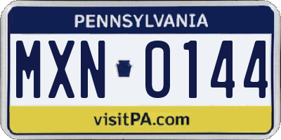 PA license plate MXN0144