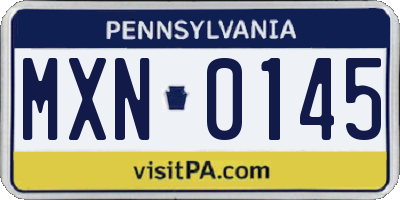 PA license plate MXN0145