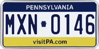PA license plate MXN0146