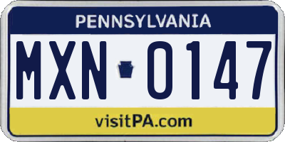 PA license plate MXN0147