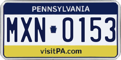 PA license plate MXN0153