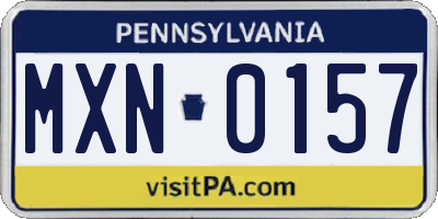 PA license plate MXN0157