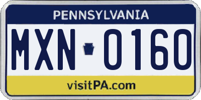 PA license plate MXN0160