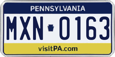 PA license plate MXN0163