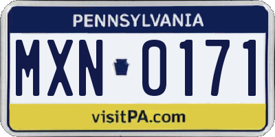 PA license plate MXN0171