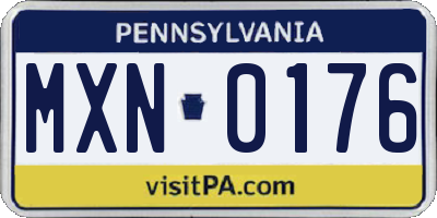 PA license plate MXN0176