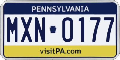 PA license plate MXN0177