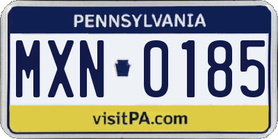 PA license plate MXN0185