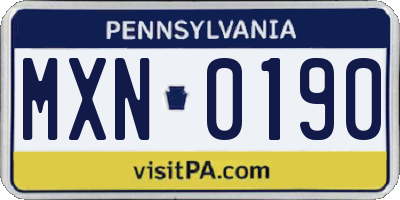 PA license plate MXN0190