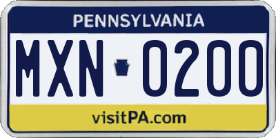 PA license plate MXN0200
