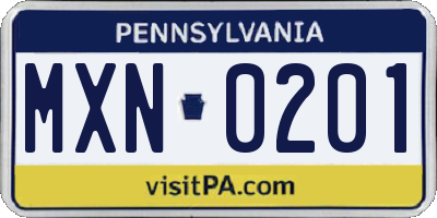 PA license plate MXN0201