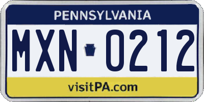 PA license plate MXN0212