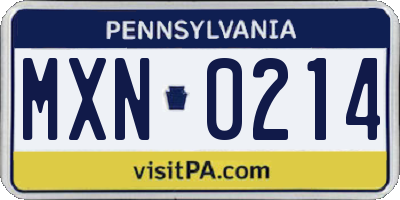 PA license plate MXN0214