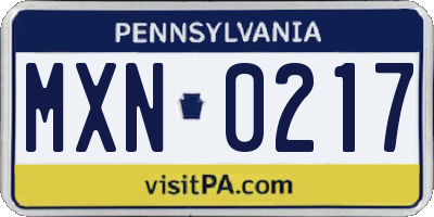 PA license plate MXN0217