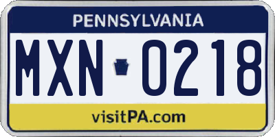 PA license plate MXN0218