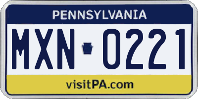 PA license plate MXN0221
