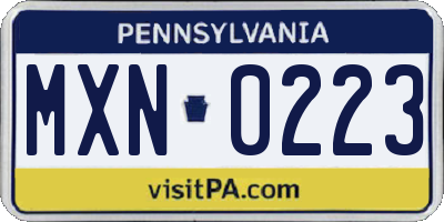 PA license plate MXN0223