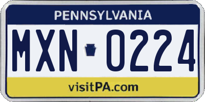 PA license plate MXN0224